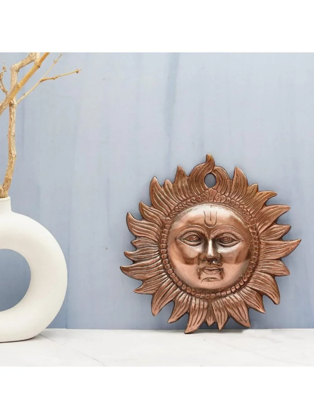 Metal Sun Idol Wall Decor - Good Luck Vastu Hanging Art for Living Room